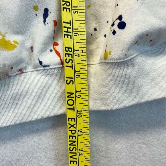 POLO RALPH LAUREN Hoodie Girls Medium White Paint Splatter Print Fleece Pullover - Picture 9 of 12